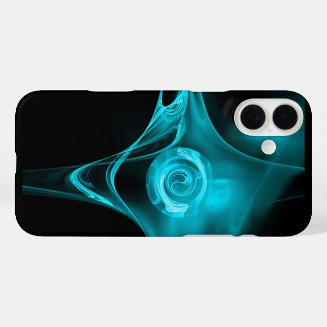 Funda iPhone 16 Plus Rosa AQUA AZUL FRACTAL (Reverso  (Horizontal))