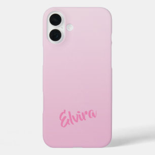 Funda iPhone 16 Plus Rosa coralino de la pendiente con nombre de