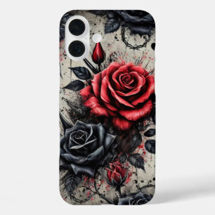 FUNDA iPhone 16 PLUS ROSAS GÓTICAS ROJAS Y NEGRAS DEL DÍA DE SAN VALENT