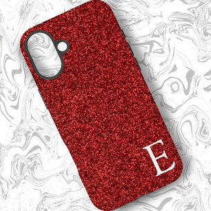 Funda iPhone 16 Plus Ruby Red Girly Impreso Purpurina estilo y lindo