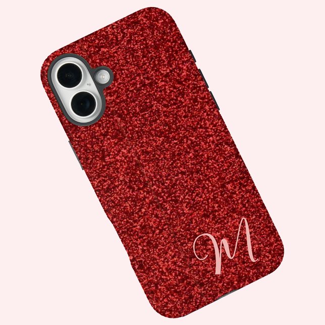 Funda iPhone 16 Plus Ruby Red Girly Printed Glitter Stylish and Cute  (Subido por el creador)