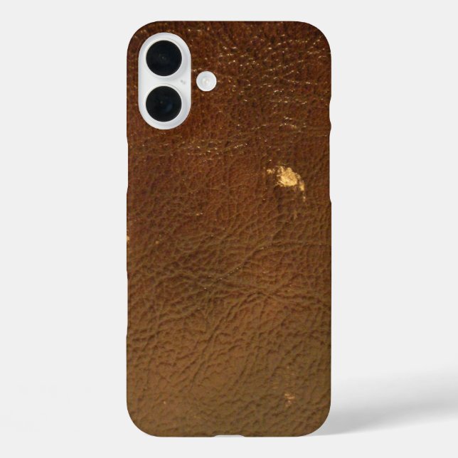 Funda iPhone 16 Plus Rústico Faux Brown Leather (Reverso )