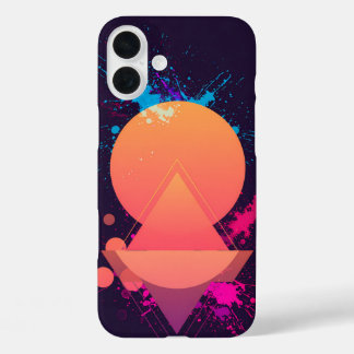 Funda iPhone 16 Plus Salpicadura geométrica abstracta de neón retro fut