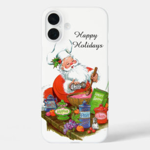Funda iPhone 16 Plus Santa de repostería navideña vintage retro