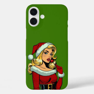 Funda iPhone 16 Plus Santa Pinup: Pop Art Glam