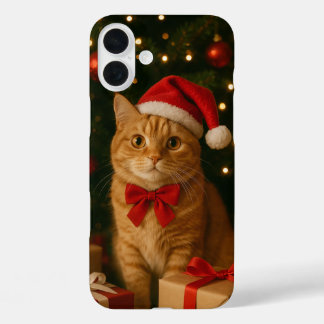 Funda iPhone 16 Plus Santa Ribbon Cat iPhone 16 Plus Case