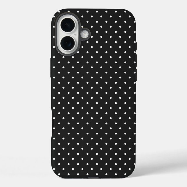 Funda iPhone 16 Plus Seamless black and white polka dot pattern  (Reverso )