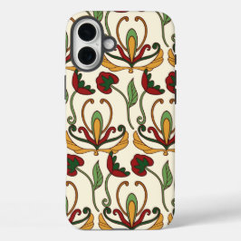 Funda iPhone 16 Plus Seamless floral pattern with red and yellow 