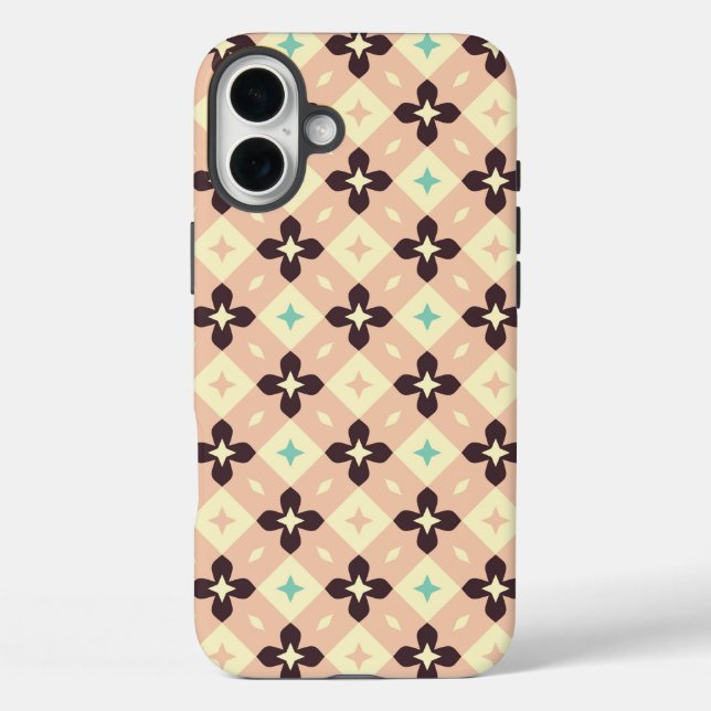 Funda iPhone 16 Plus Seamless geometric floral  pattern (Reverso )