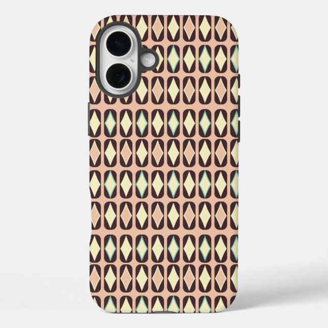 Funda iPhone 16 Plus Seamless geometric pattern in dark brown leaf  (Reverso )