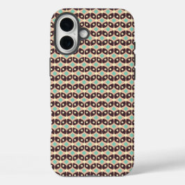 Funda iPhone 16 Plus Seamless geometric pattern in dark brown leaf 