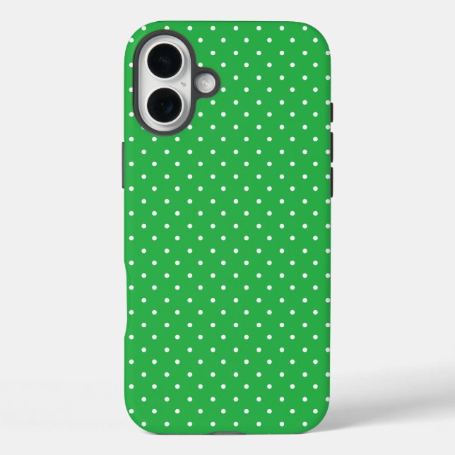 Funda iPhone 16 Plus Seamless green background polka dot pattern (Reverso )