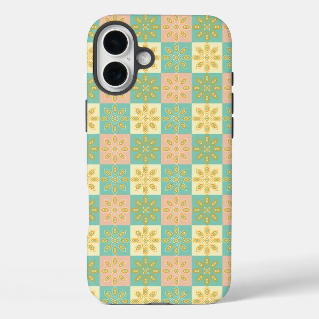 Funda iPhone 16 Plus Seamless pattern with geometric floral motifs (Reverso )