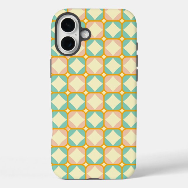 Funda iPhone 16 Plus Seamless retro pattern with rounded squares (Reverso )