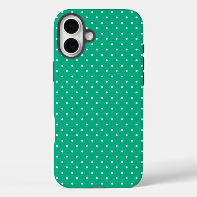 Funda iPhone 16 Plus Seamless solid teal polka dot pattern (Reverso )