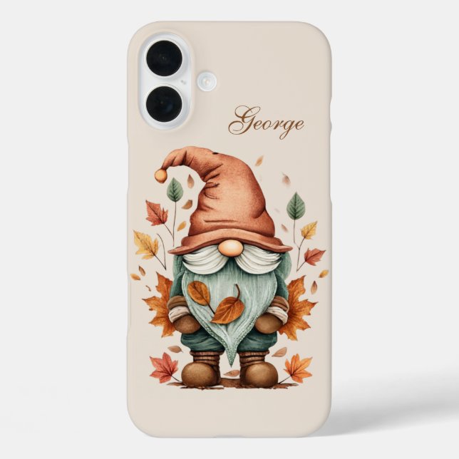 Funda iPhone 16 Plus Seasonal gnome add name  (Reverso )