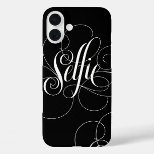 Funda iPhone 16 Plus SELFIE Calligaphy Lettering Black White Elegance