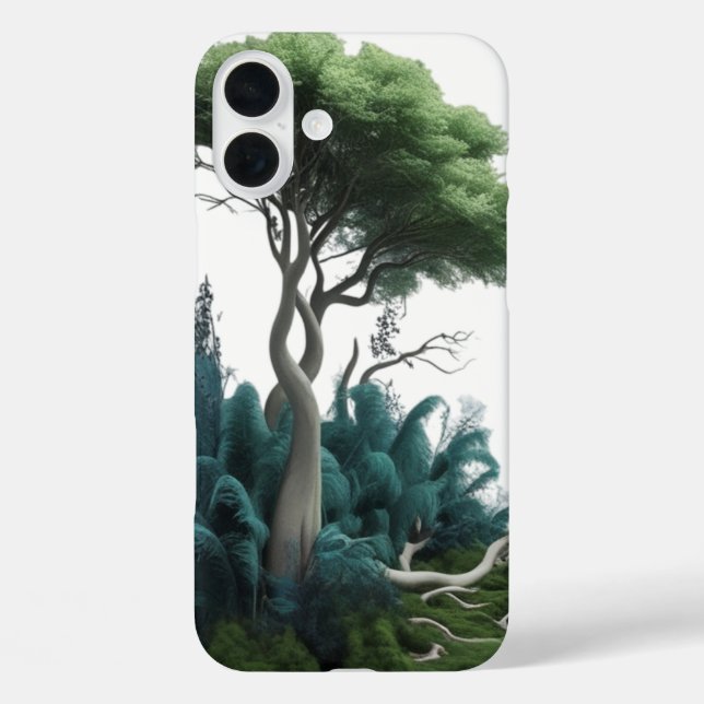 Funda iPhone 16 Plus Sendero místico del bosque - Inspiración artística (Reverso )