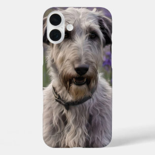 Funda iPhone 16 Plus Serena Majestad: Lobero Irlandés en Campo de Lirio