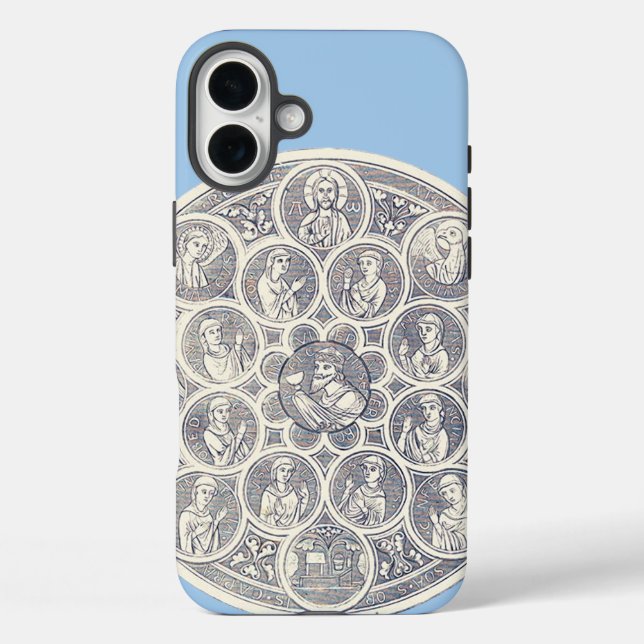 Funda iPhone 16 Plus Siete virtudes y Jesucristo (Reverso )