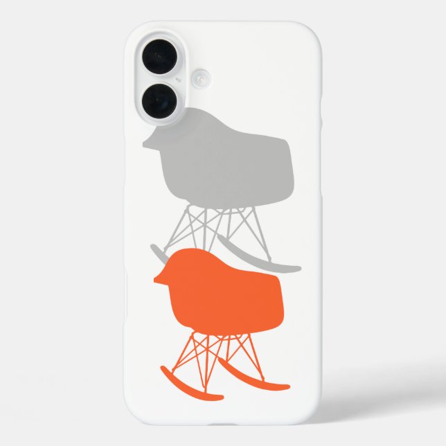 Funda iPhone 16 Plus Silhouette de la silla de la silla del patrón gris (Reverso )