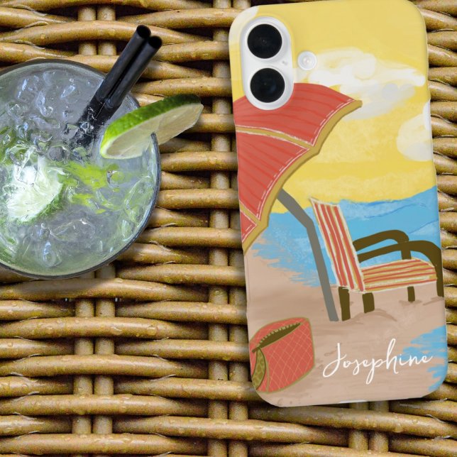 Funda iPhone 16 Plus Silla de playa de verano ilustrada (Subido por el creador)
