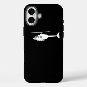 Funda iPhone 16 Plus Silueta de helicóptero volando negro