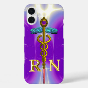 Funda iPhone 16 Plus SÍMBOLO DE ENFERMERA REGISTRADA CADUCEO DE ORO Púr
