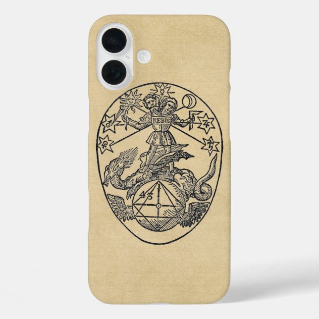 Funda iPhone 16 Plus Símbolo rebis hermafrodita sepia (Reverso )