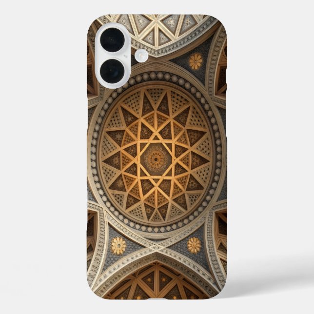 Funda iPhone 16 Plus Simetría de espejos triangulares fractales (Reverso )