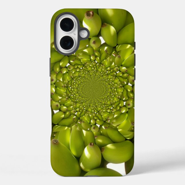 Funda iPhone 16 Plus Simetría Tropical | Kaleidoscopio de Plátano Verde (Reverso )