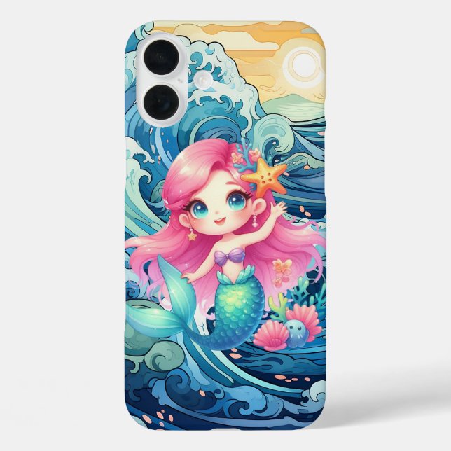 Funda iPhone 16 Plus Sirena bonita agregar nombre  (Reverso )