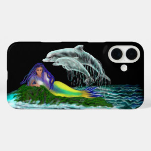 Funda iPhone 16 Plus Sirena con delfines