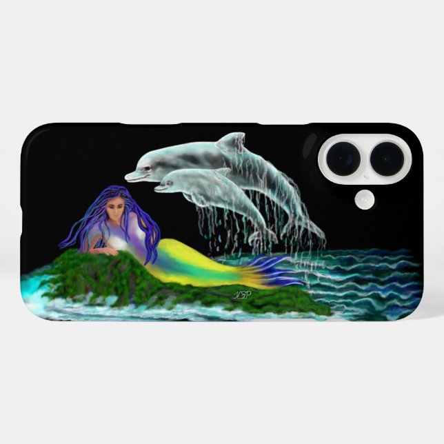 Funda iPhone 16 Plus Sirena con delfines (Reverso  (Horizontal))