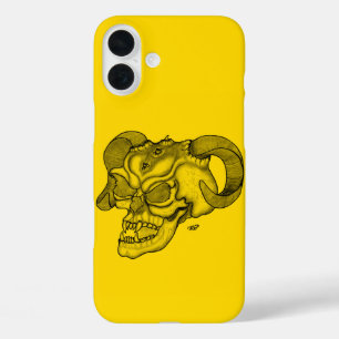 Funda iPhone 16 Plus Skull Devil Head Black and Yellow Design