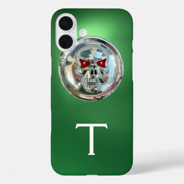 Funda iPhone 16 Plus SKULL RIDERS MONOGRAM green (Reverso )