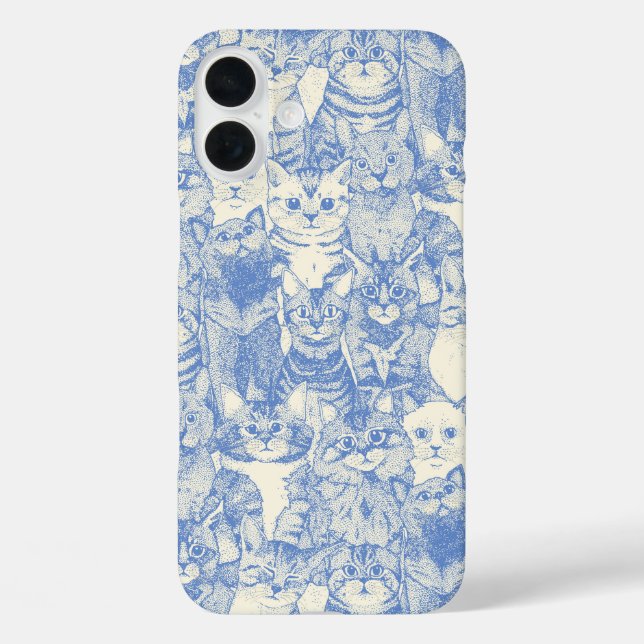 Funda iPhone 16 Plus sólo gatitos azules (Reverso )