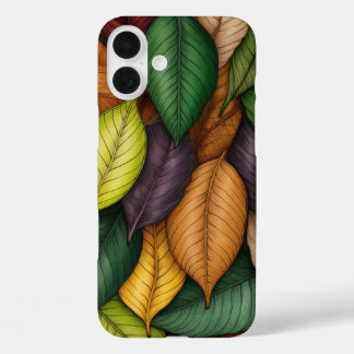 FUNDA iPhone 16 PLUS SOMBRAS DE HOJAS DE CAÍDA DE ORO ROJO VERDE