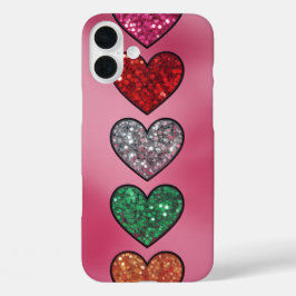 Funda iPhone 16 Plus Sparkly Heart Love Case