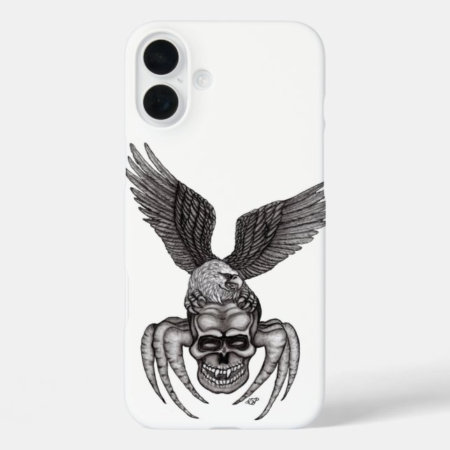 Funda iPhone 16 Plus Spiderskull con águila (Reverso )