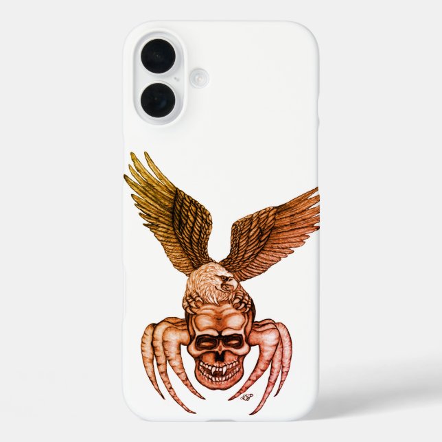 Funda iPhone 16 Plus Spiderskull con águila (Reverso )