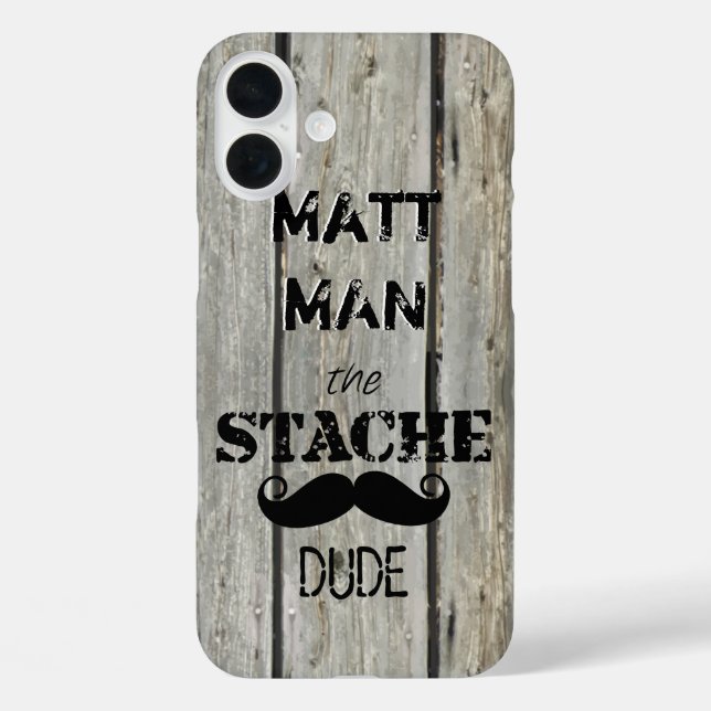Funda iPhone 16 Plus Sr. Mustache Hipster Pattern (Reverso )