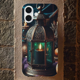 Funda iPhone 16 Plus Steampunk Halloween Clockwork Black Lantern