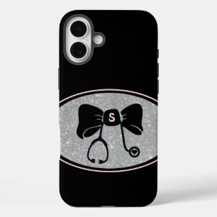 Funda iPhone 16 Plus Stethoscope Bow Black, Pink, Silver Medical