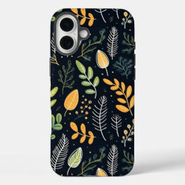 Funda iPhone 16 Plus Stylish Green and Yellow Foliage Pattern 