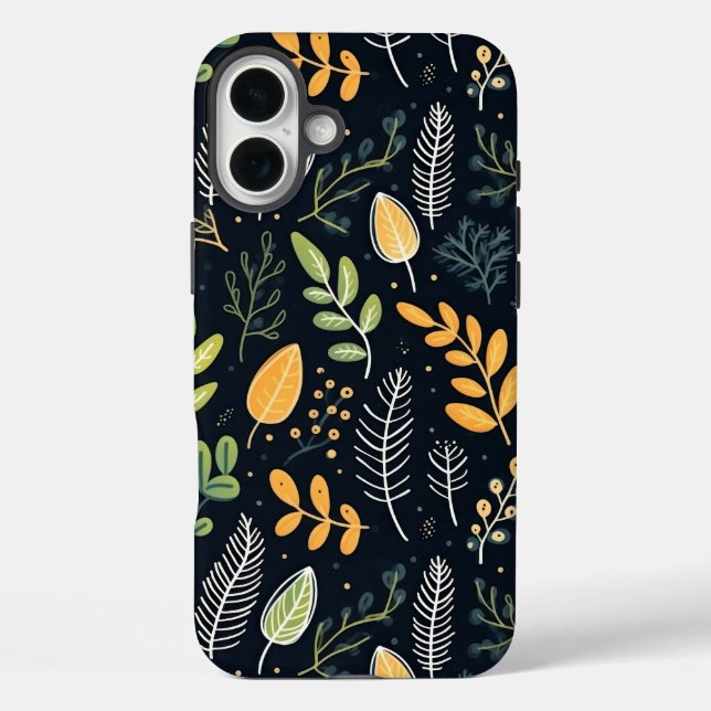 Funda iPhone 16 Plus Stylish Green and Yellow Foliage Pattern  (Reverso )