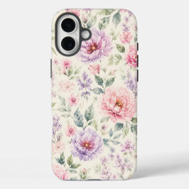 Funda iPhone 16 Plus Suave Peonía Floral Acuarela