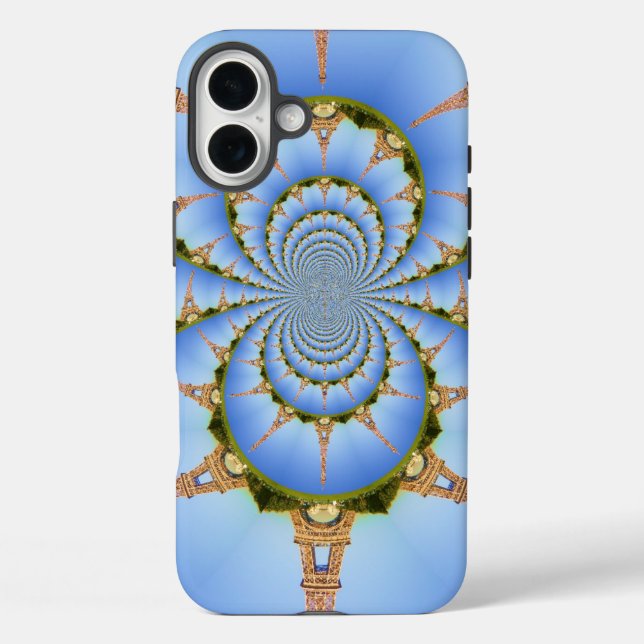 Funda iPhone 16 Plus Sueño parisino | Torre Eiffel Calidoscopio Cielo A (Reverso )