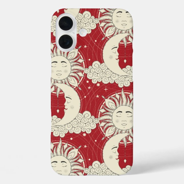 Funda iPhone 16 Plus sueños bohemios rojos (Reverso )
