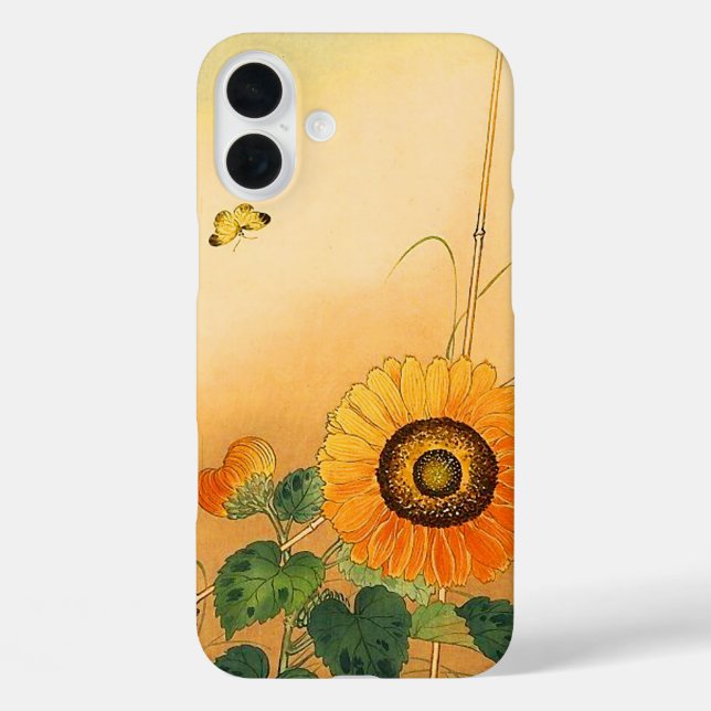 Funda iPhone 16 Plus SUNFLOWER ,BUTTERFLY,GREEN DEJA Floral japonesa (Reverso )